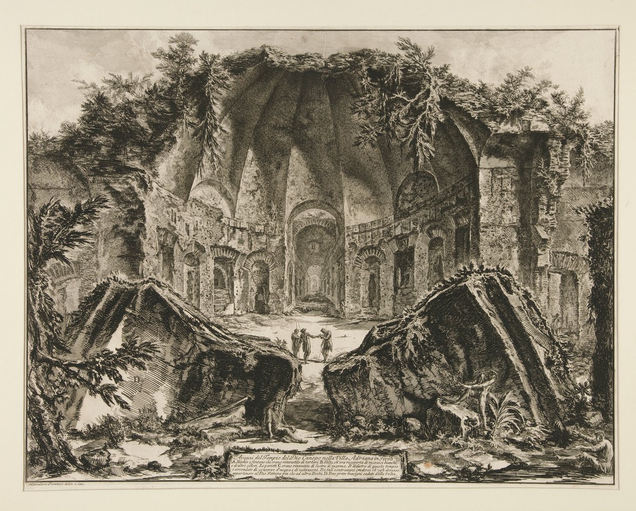 Hadrianuksen jumalan Canopuksen temppelin jäänteet tekijältä Giovanni Battista Piranesi