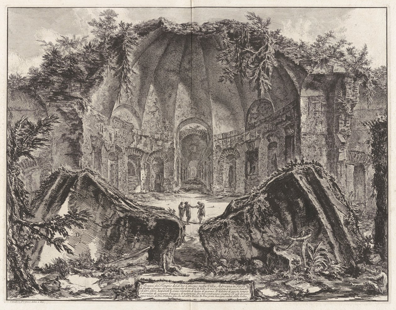 Hadrianuksen jumalan Canopuksen temppelin jäänteet tekijältä Giovanni Battista Piranesi