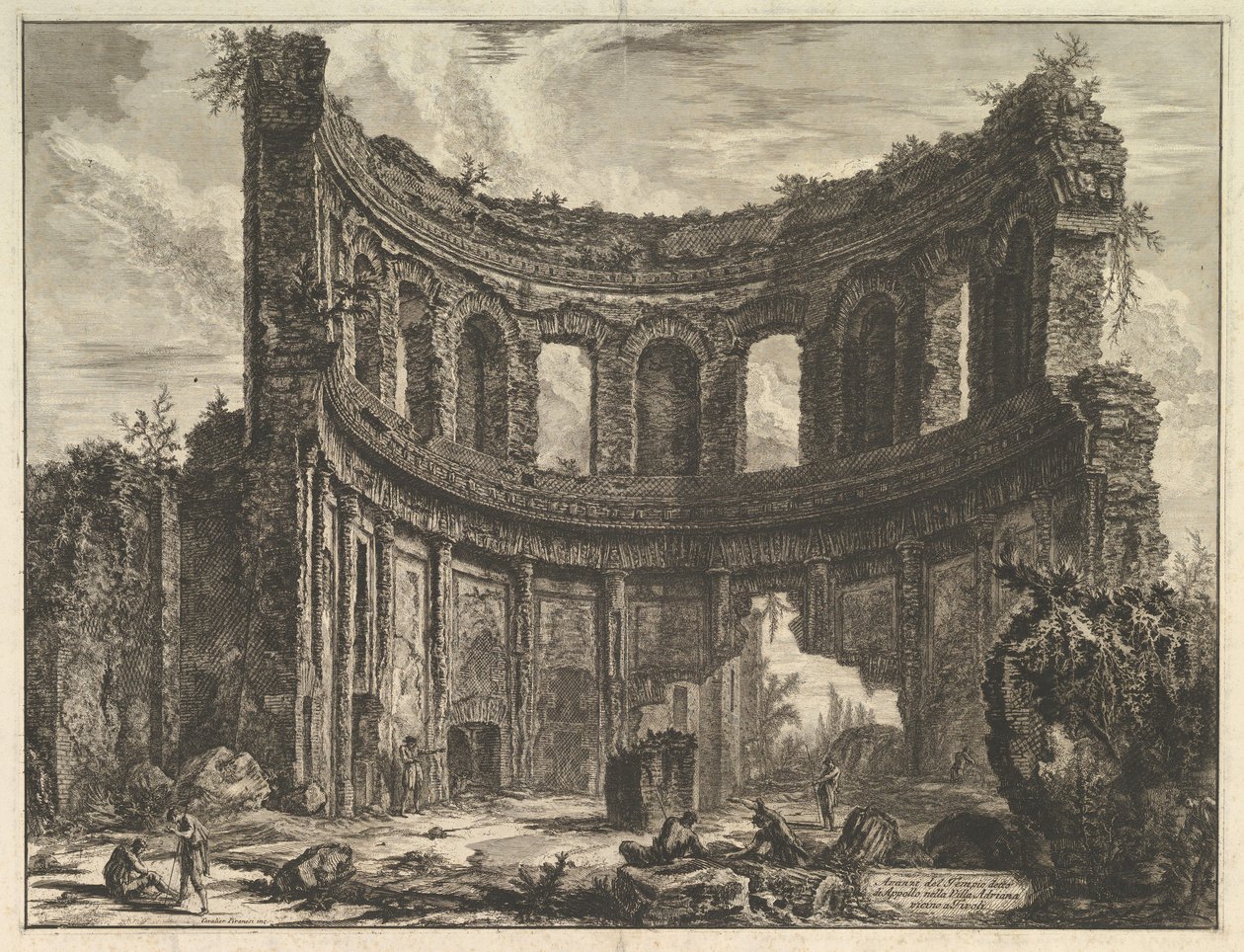 Apollon temppelin jäänteet Hadrianuksen huvilassa lähellä Tivolia Hadrians Villa ..., ca. 1768. tekijältä Giovanni Battista Piranesi