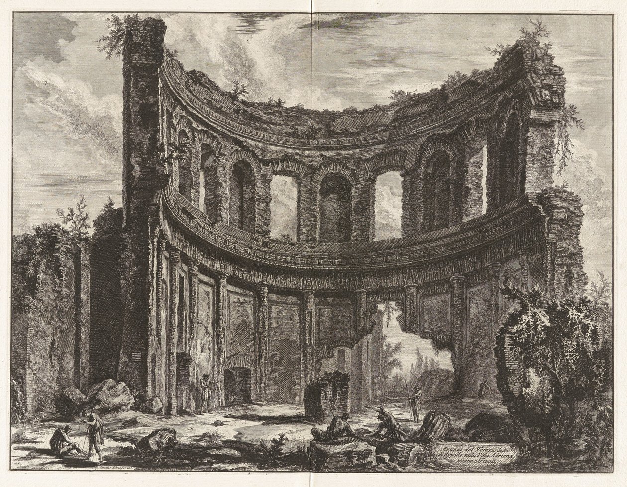 Niin kutsutun Apollonin temppelin rauniot Hadrianuksen huvilassa lähellä Tivolia, sarjasta "Näkymiä Roomasta" tekijältä Giovanni Battista Piranesi