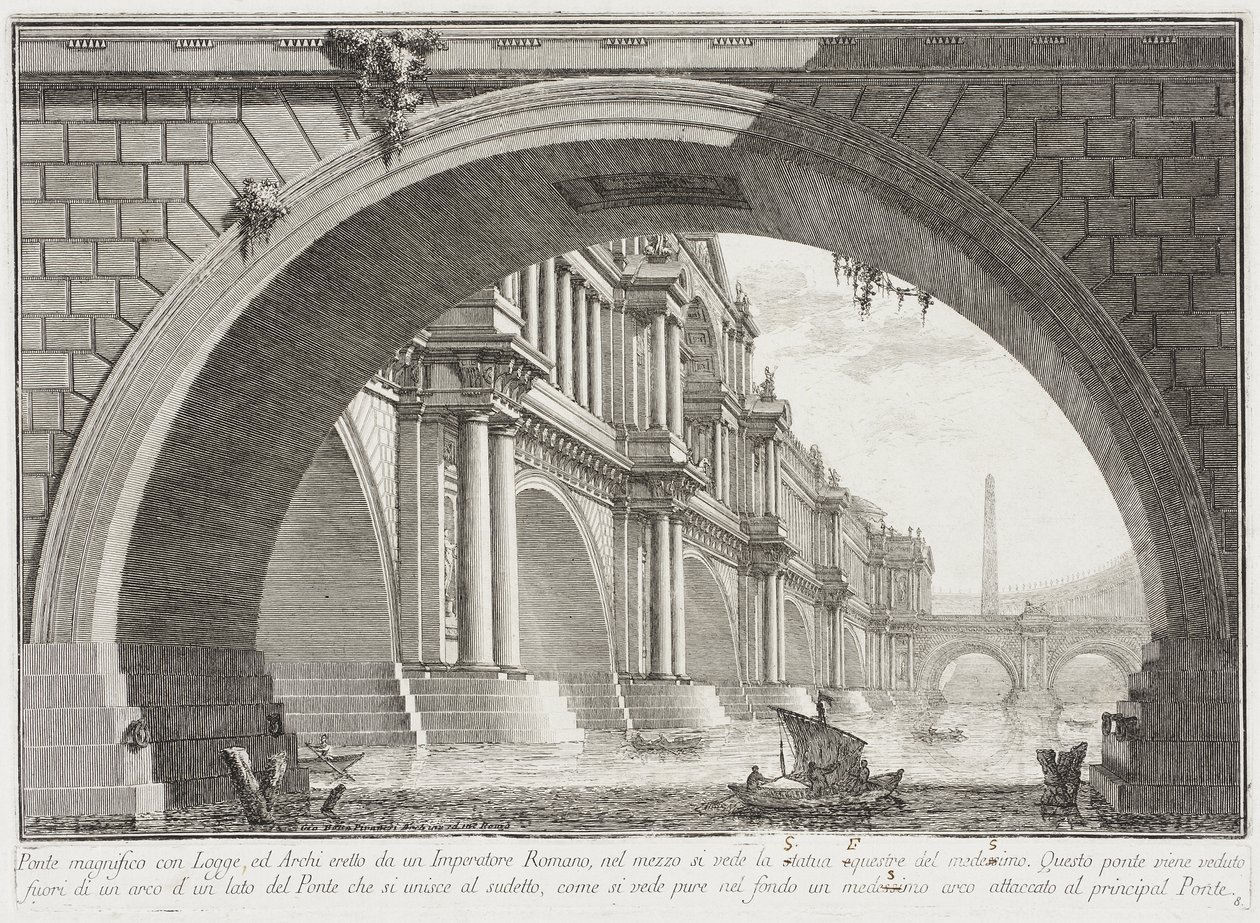 Loggioiden kattama silta ja kaaria tekijältä Giovanni Battista Piranesi