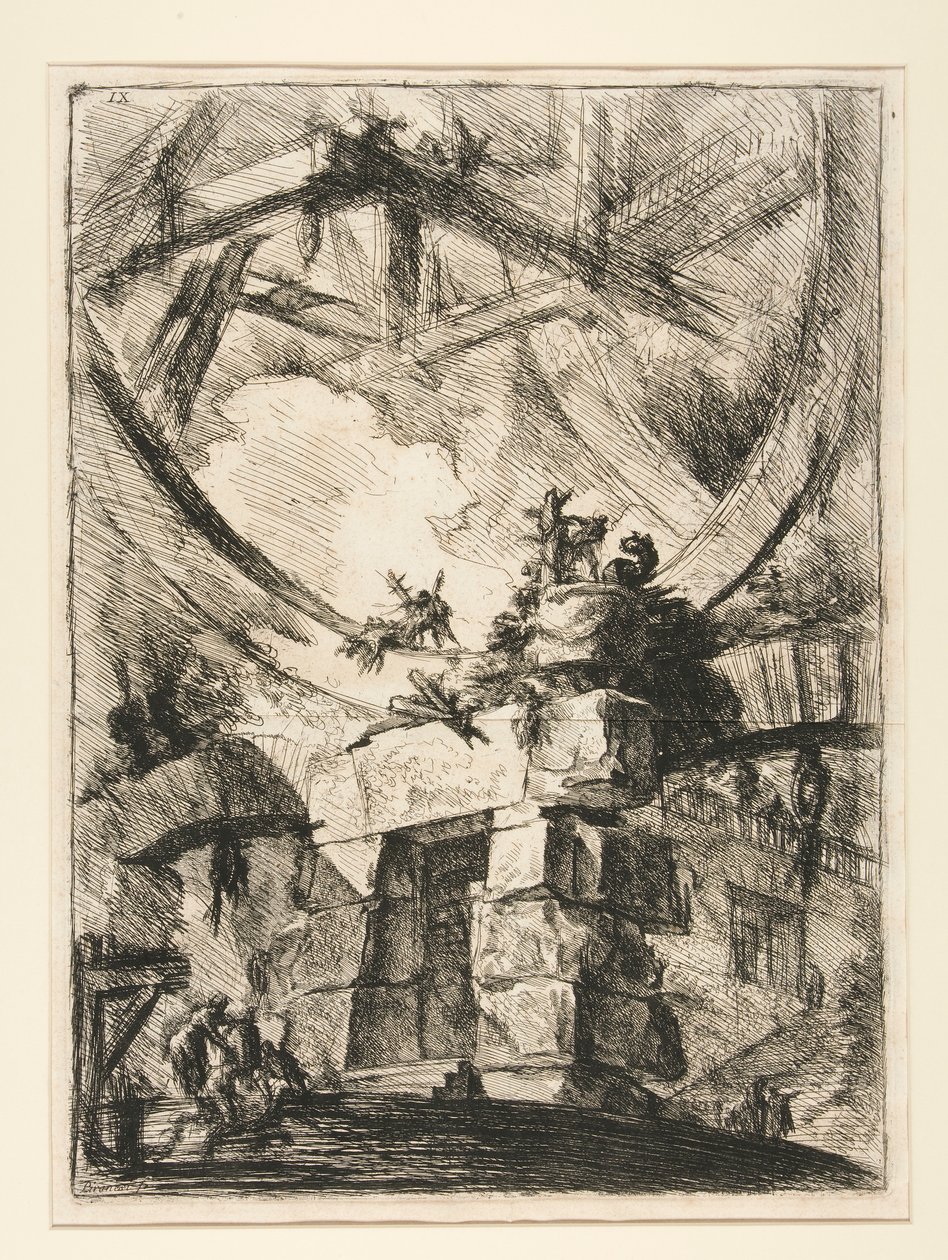 Carceri, IX: Jättiläinen pyörä tekijältä Giovanni Battista Piranesi