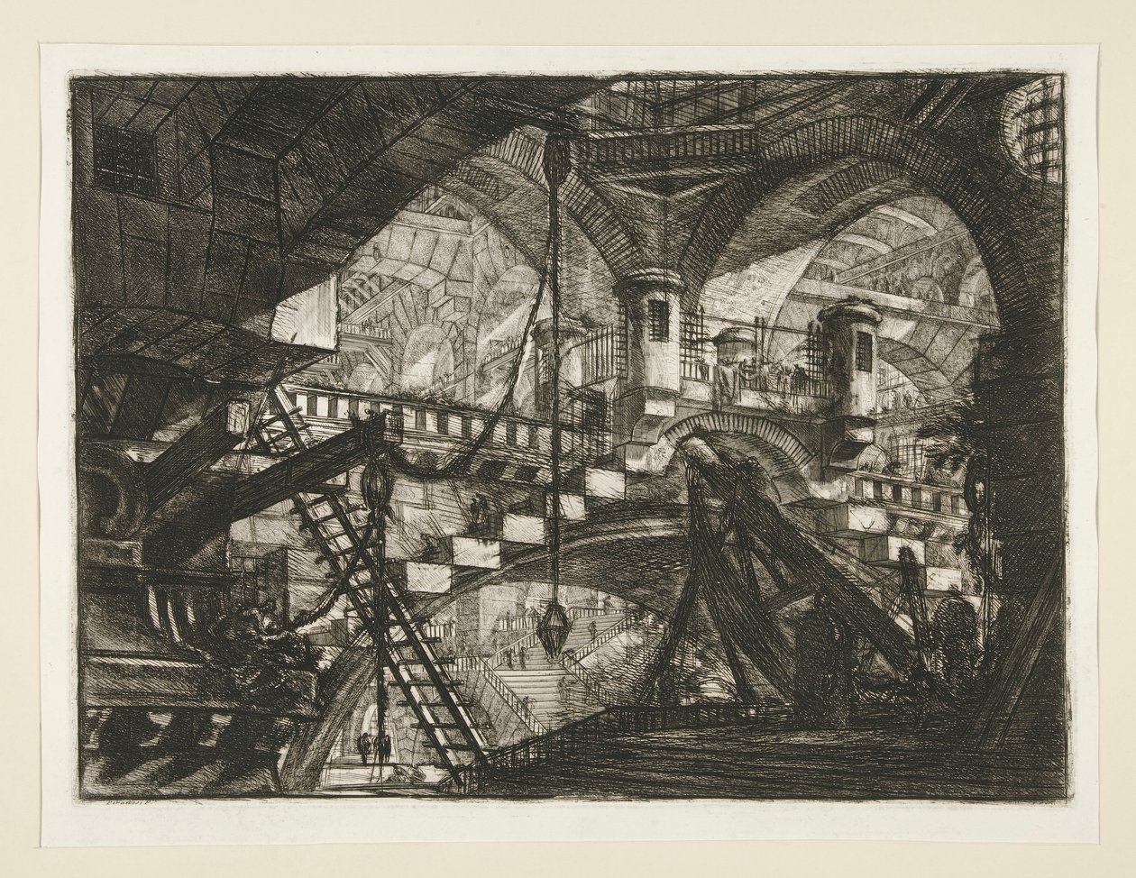 Carceri, XI: Kaari kuorikoristeen kanssa tekijältä Giovanni Battista Piranesi