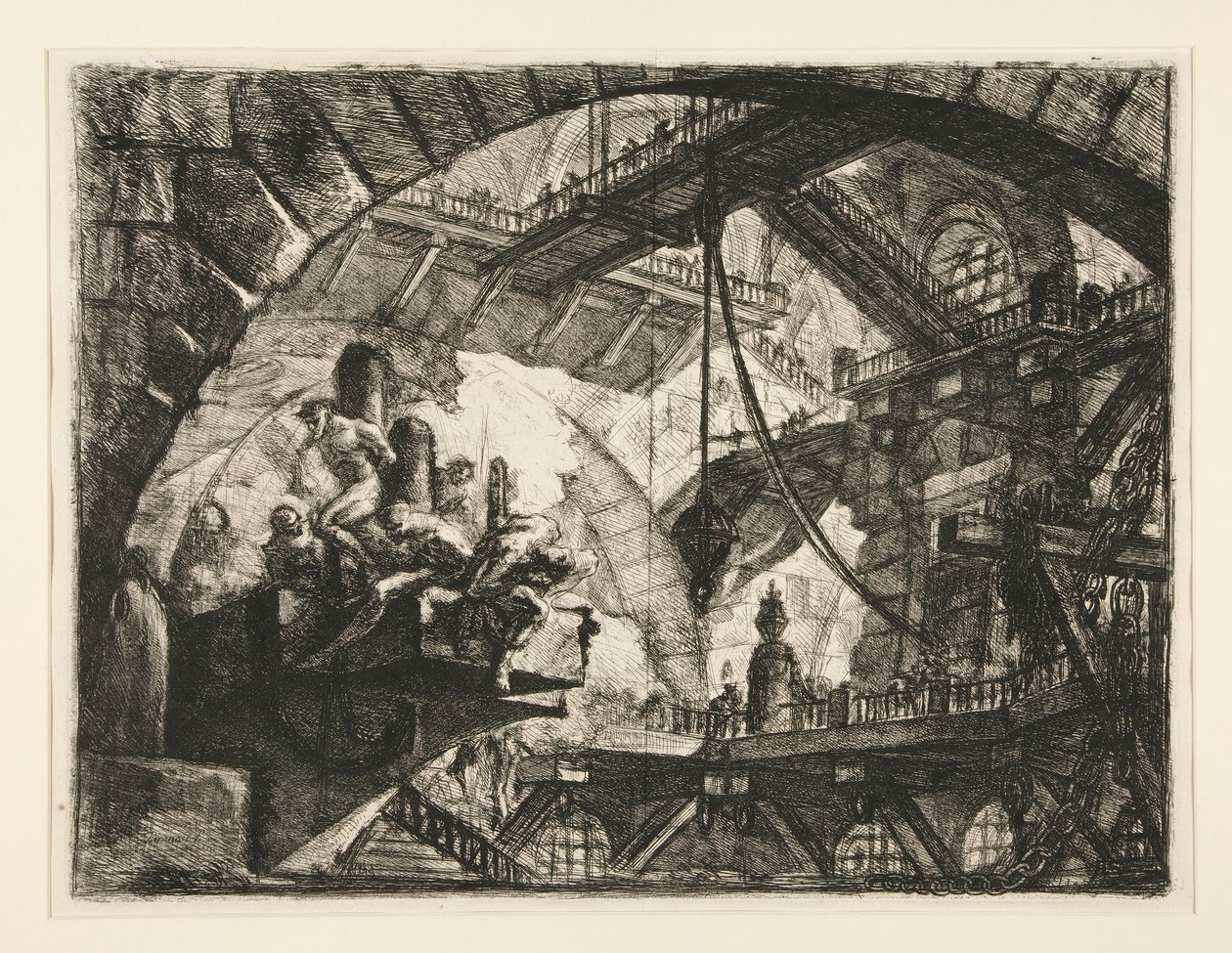 Carceri, X: Vangit heijastusalustalla tekijältä Giovanni Battista Piranesi