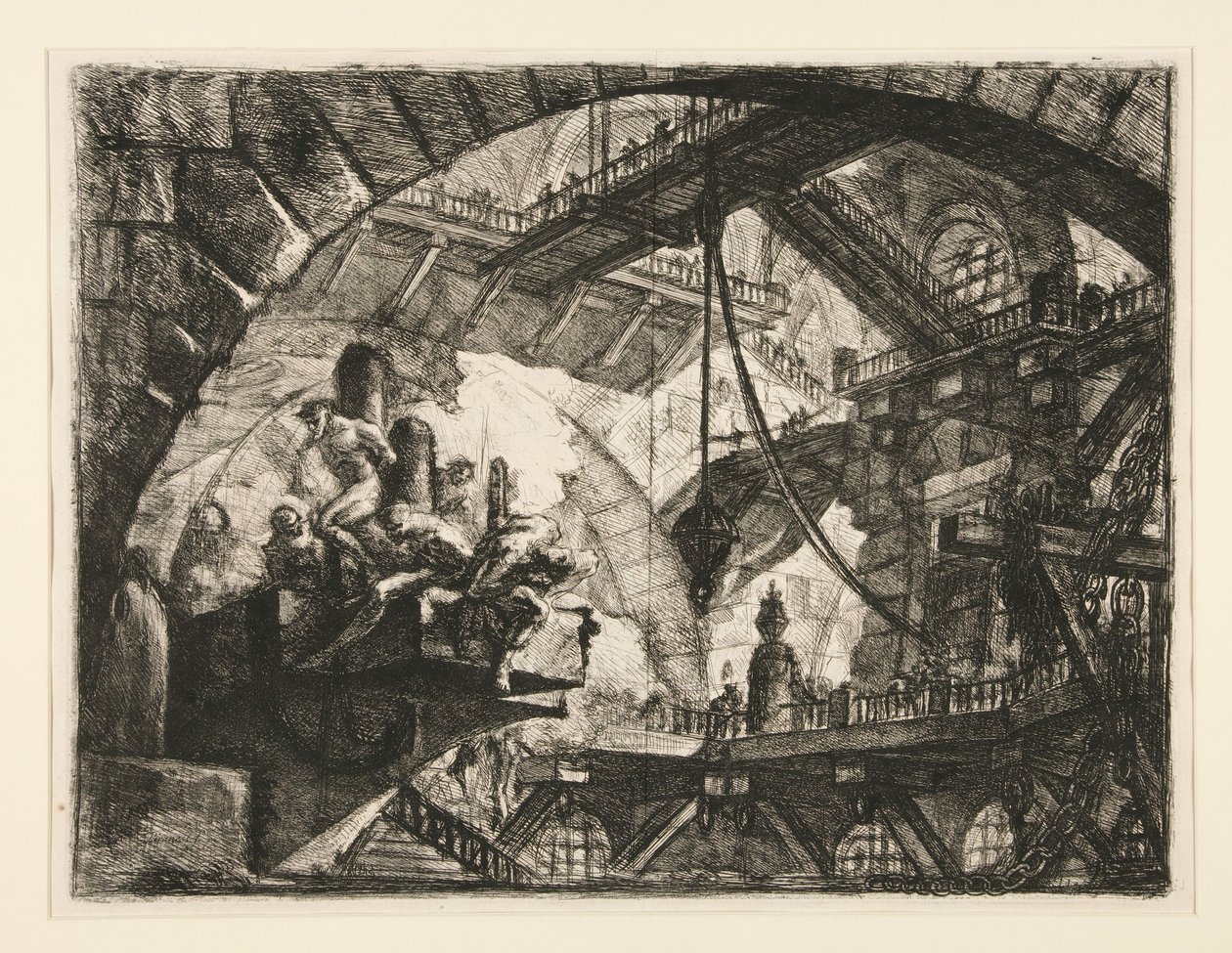 Carceri, X: Vankeja ulkonevalla tasanteella tekijältä Giovanni Battista Piranesi