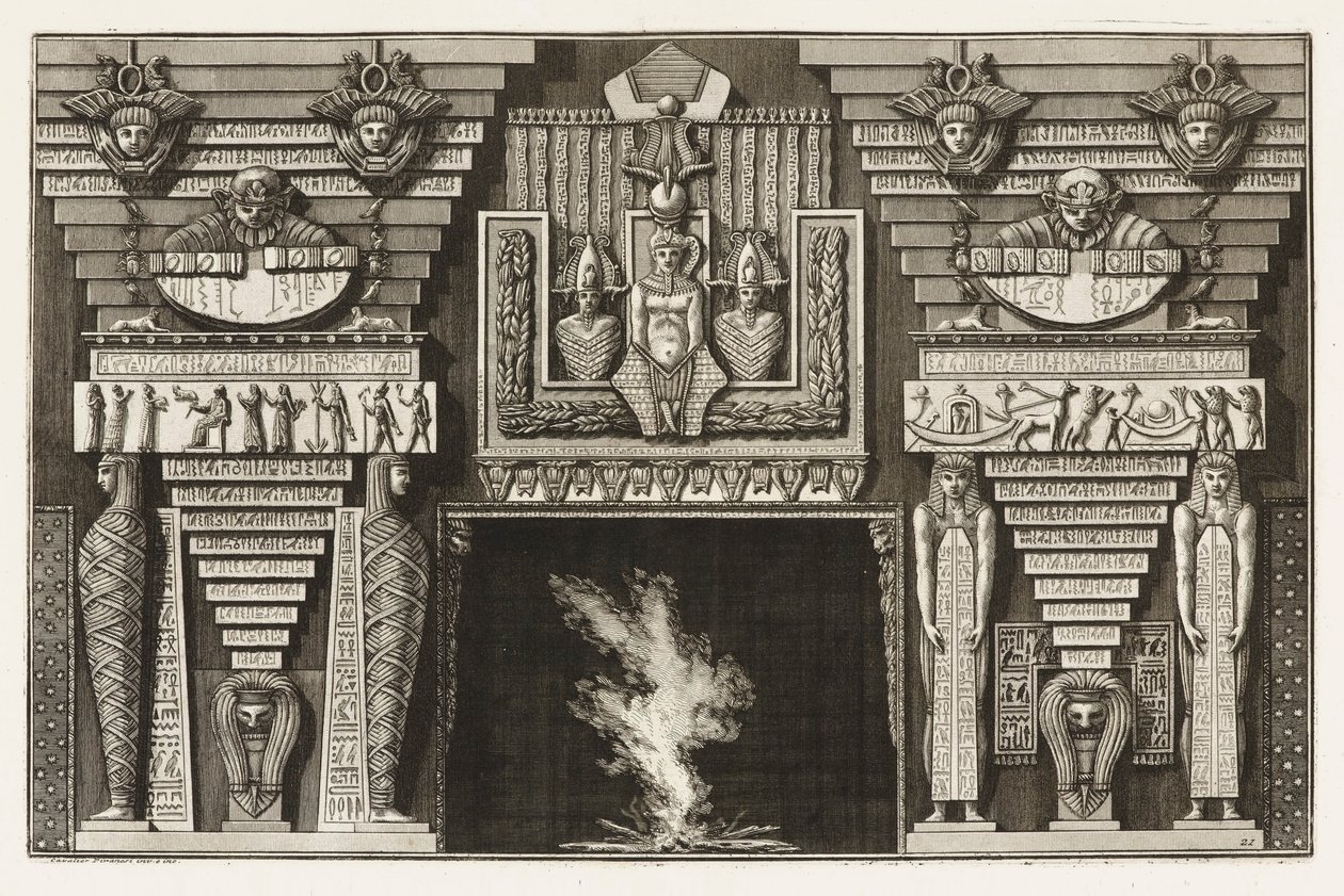 Etruskien savupiippu, eri tavoista koristella polkuja tekijältä Giovanni Battista Piranesi