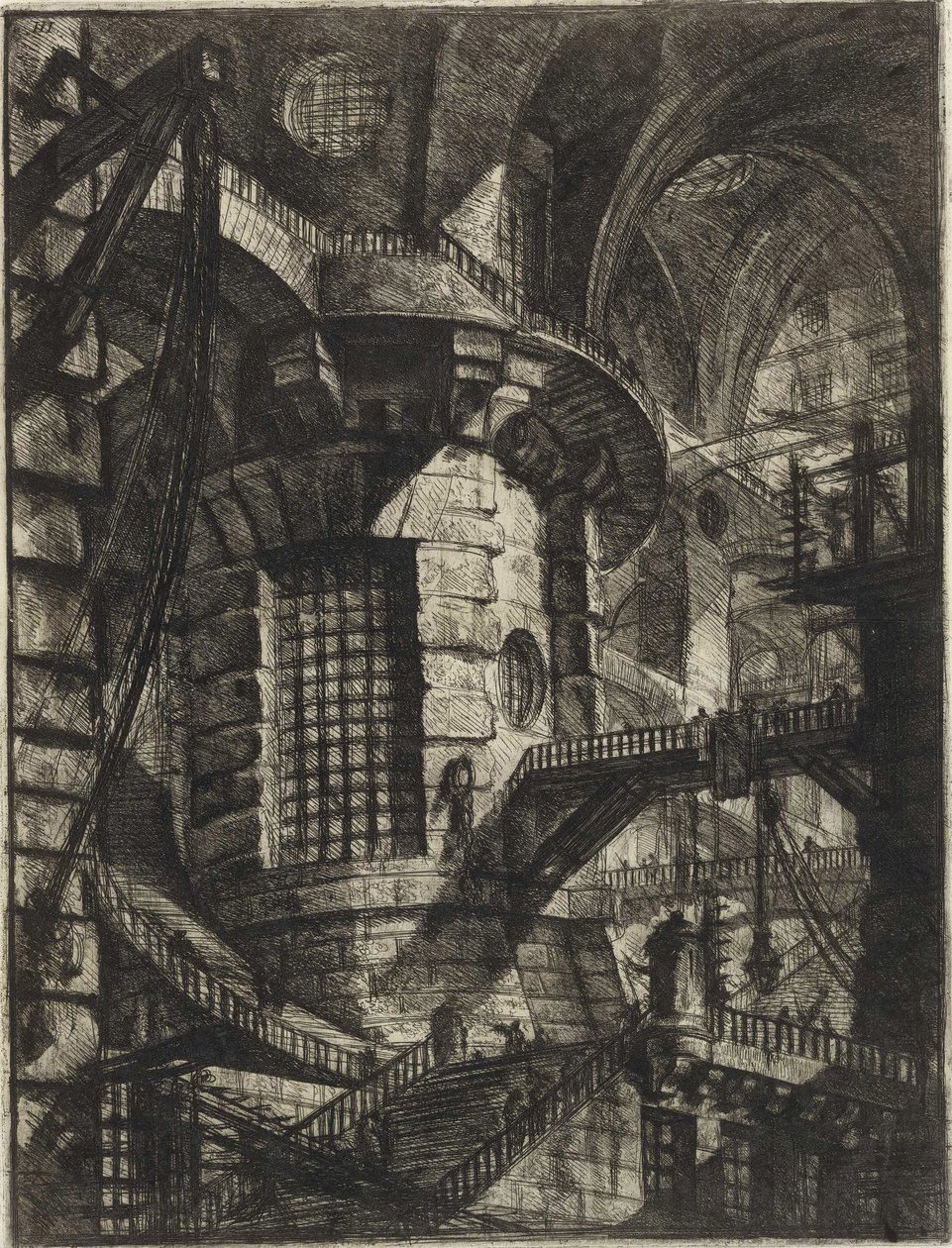 Piranesi, Giovanni Battista (1720-1778) sarjasta The Imaginary Prisons (The Prisons of Invention). Kuparikaiverrus, n. 1761, Yksityiskokoelma tekijältä Giovanni Battista Piranesi