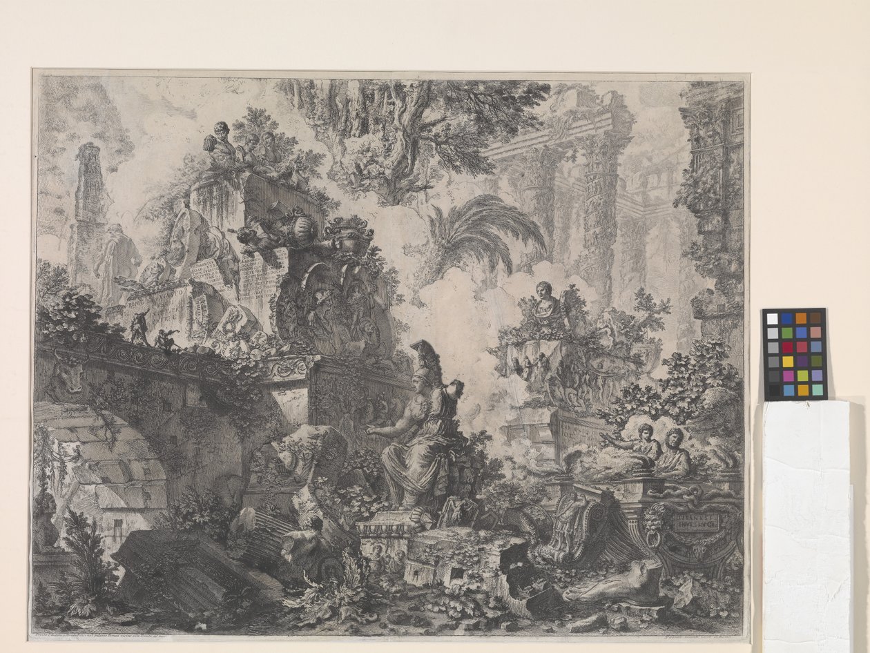 Etukappale, jossa Minerva-patsas (etsaus) tekijältä Giovanni Battista Piranesi