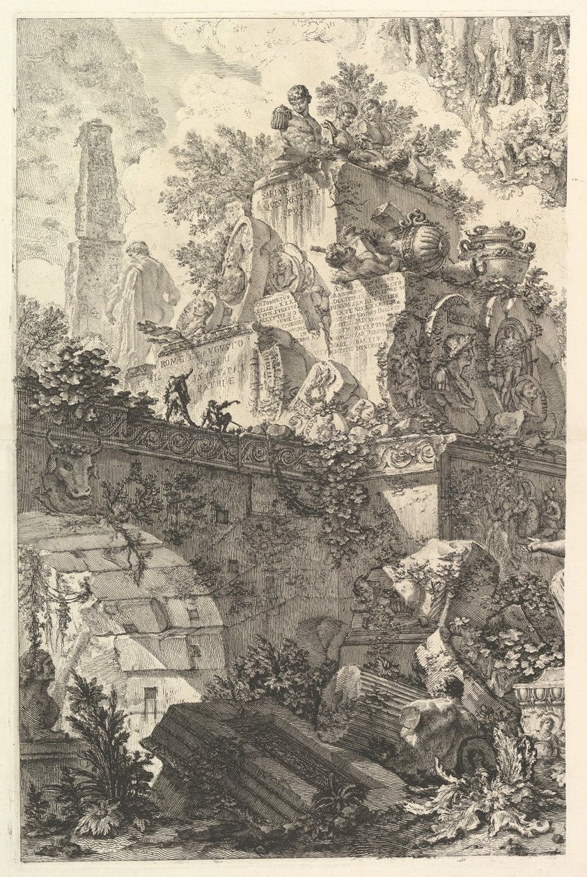 Etukappale, Minervan patsas, n. 1748. tekijältä Giovanni Battista Piranesi