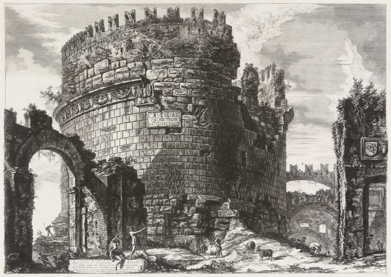 Caecilia Metellan hautamuistomerkki tekijältä Giovanni Battista Piranesi