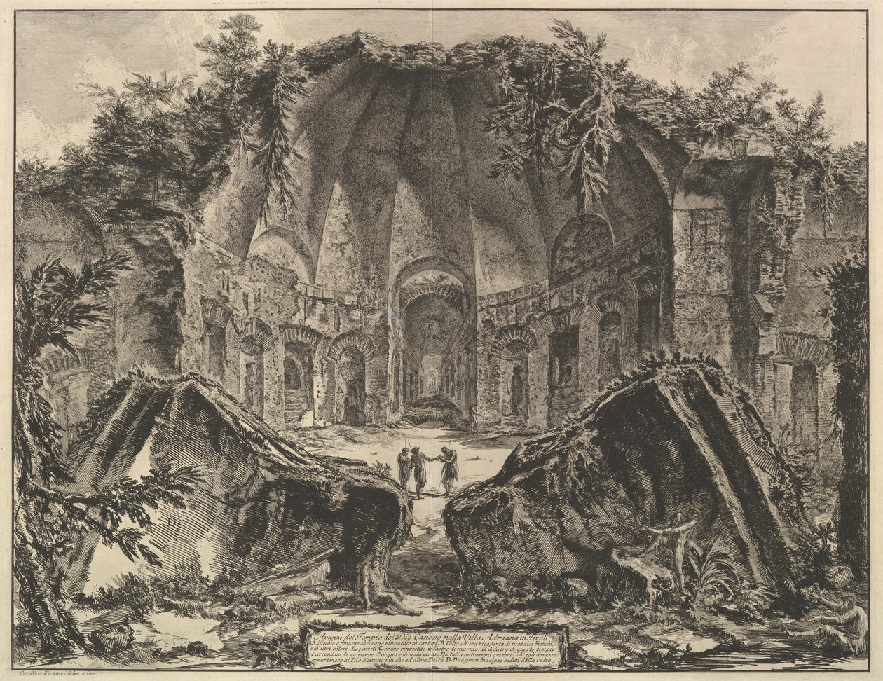 Hadriansin huvila: Canopusin jäänteet jumalan Canopus-temppelistä Hadrianuksen huvilassa Tivossa ..., n. 1769. tekijältä Giovanni Battista Piranesi