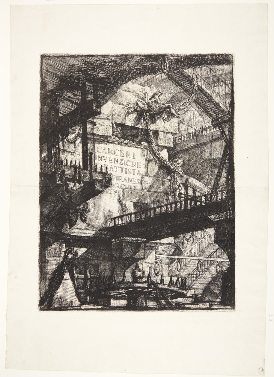 Kuvitteellinen vankila. Otsikko tekijältä Giovanni Battista Piranesi