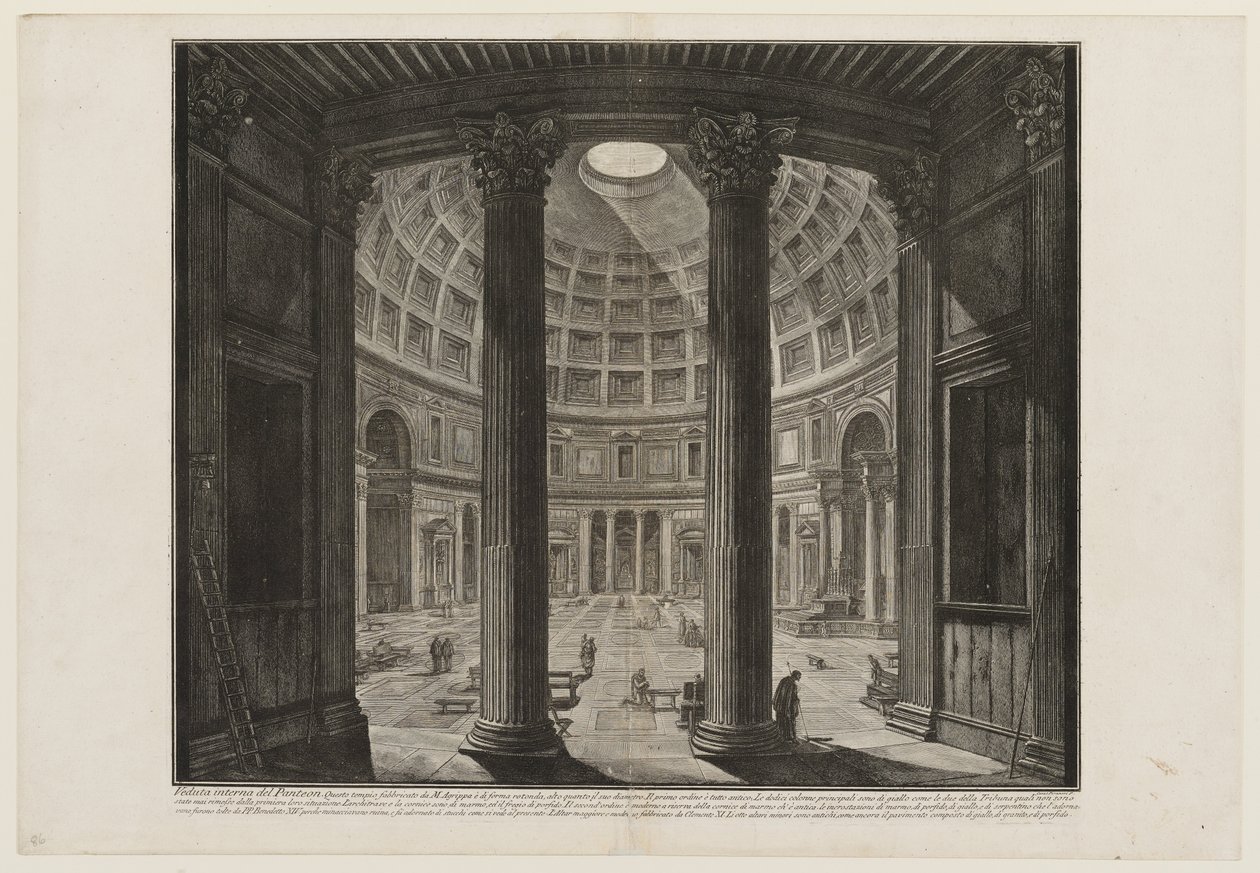 Pantheonin sisätila tekijältä Giovanni Battista Piranesi