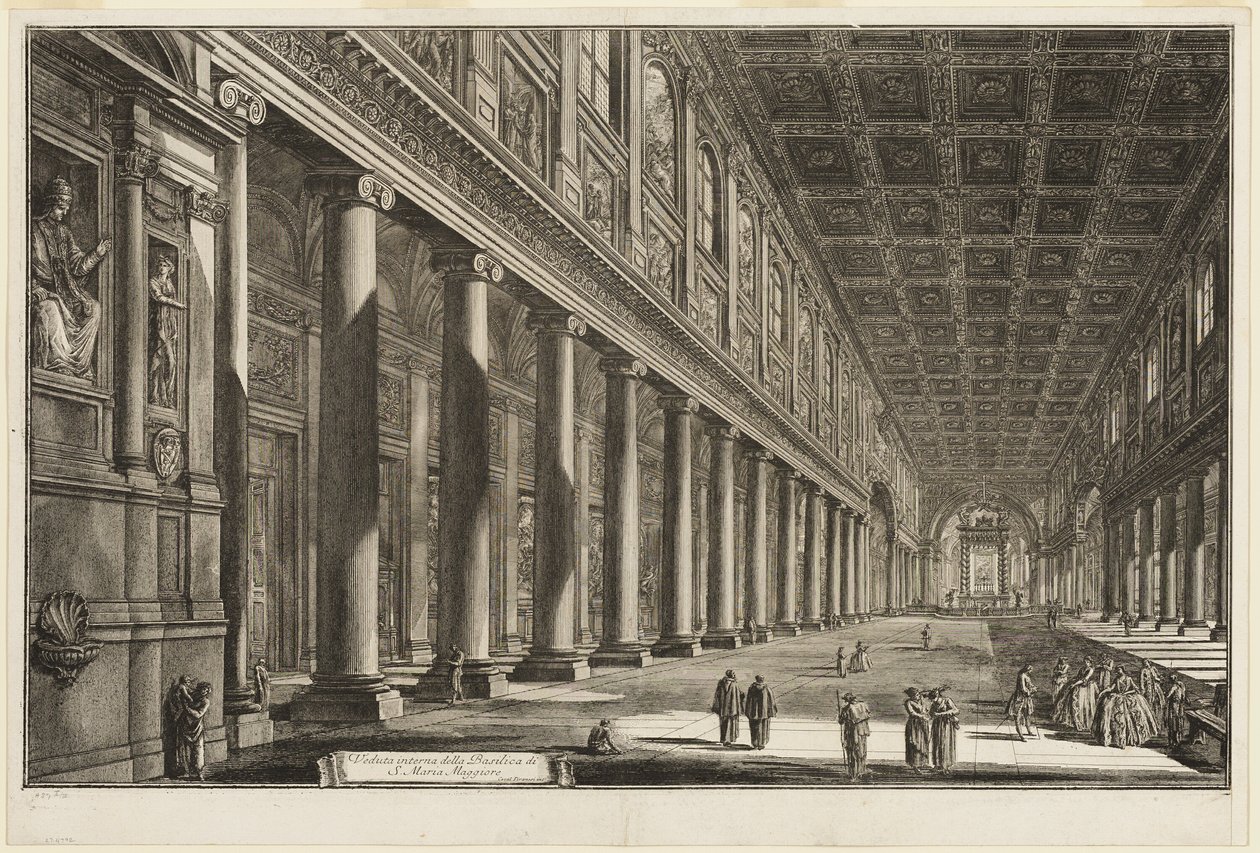 Sisäkuva S. Maria Maggioren basilikasta Rooman näkymistä tekijältä Giovanni Battista Piranesi