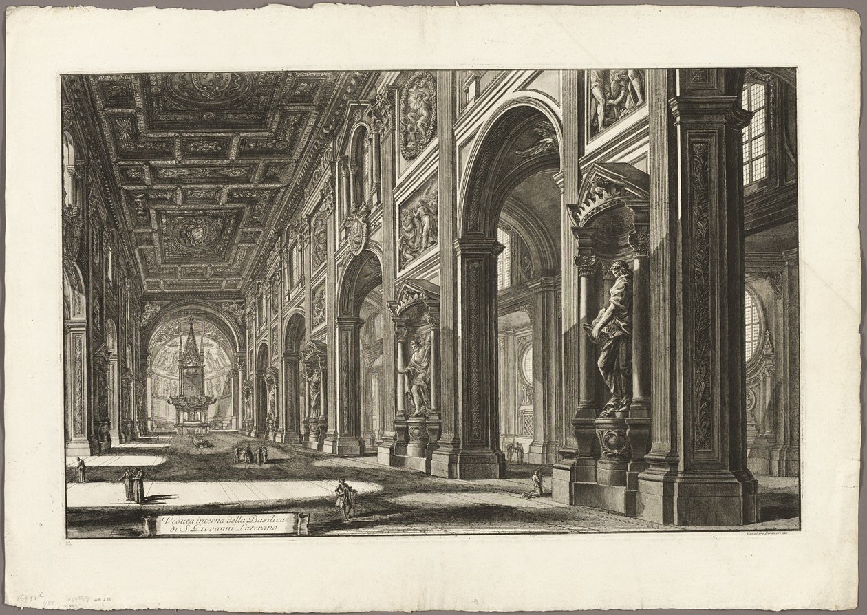 Lateranin Pyhän Johanneksen basilikan sisäkuva Rooman näkymistä tekijältä Giovanni Battista Piranesi