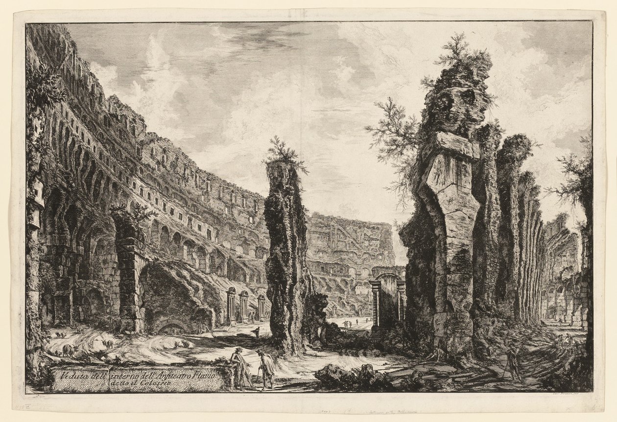Sisäkuva Colosseumista Rooman näkymistä tekijältä Giovanni Battista Piranesi