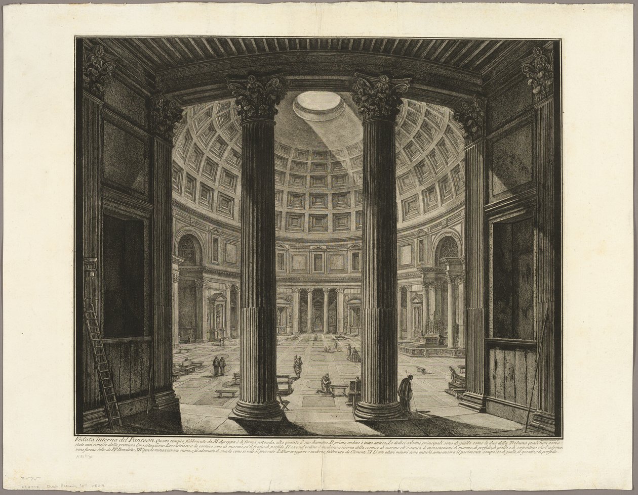 Pantheonin sisäkuva Rooman näkymistä tekijältä Giovanni Battista Piranesi