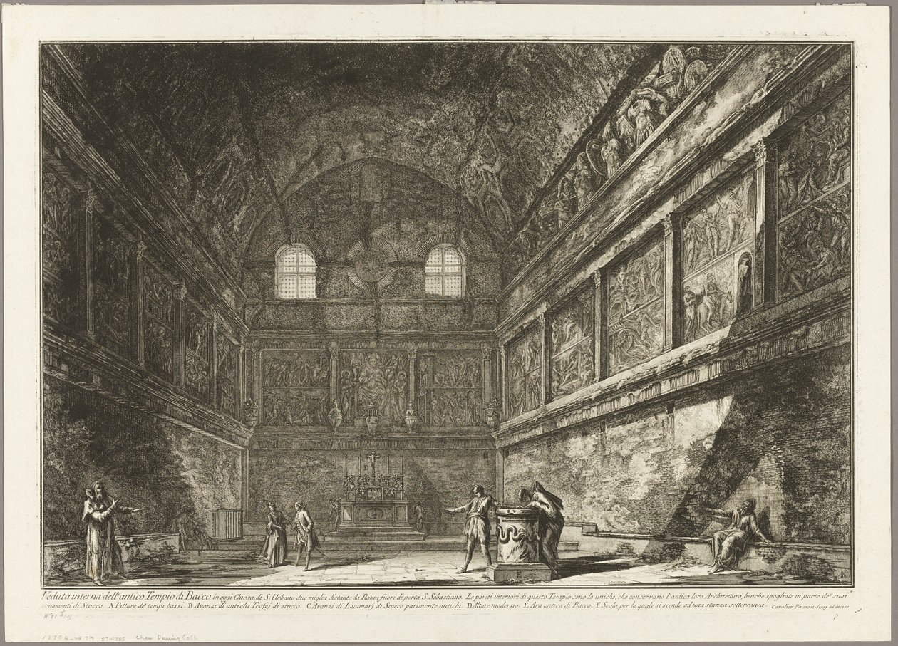 Sisäkuva muinaisesta Bacchuksen temppelistä, nykyisestä S. Urbanon kirkosta, kahden mailin päässä Roomasta, Rooman näkymistä tekijältä Giovanni Battista Piranesi