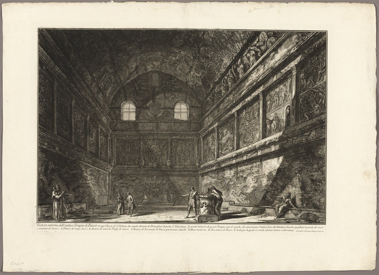 Sisäkuva muinaisesta Bacchuksen temppelistä, nykyisestä S. Urbanon kirkosta, kahden mailin päässä Roomasta, Rooman näkymistä tekijältä Giovanni Battista Piranesi