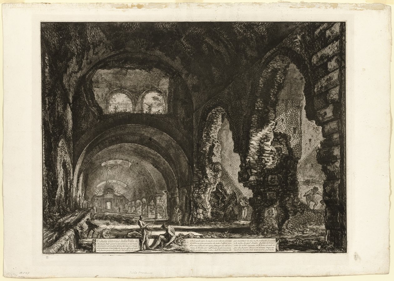 Näkymä Maecenasin huvilan sisäpihalta Näkymät Roomaan tekijältä Giovanni Battista Piranesi