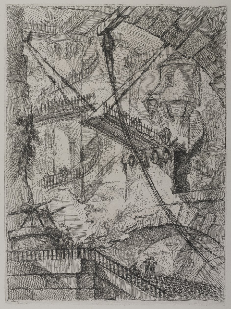 Keksintö Capric di Carceri; Hind 7, First State of Three, n. 1749 (etsaus paperille) tekijältä Giovanni Battista Piranesi