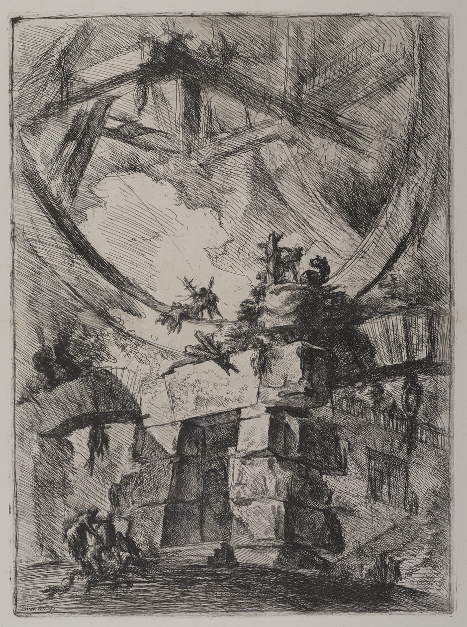 Invenzioni Capric di Carceri, Hind 9, First State of Three, n. 1749 (etsaus paperille) tekijältä Giovanni Battista Piranesi