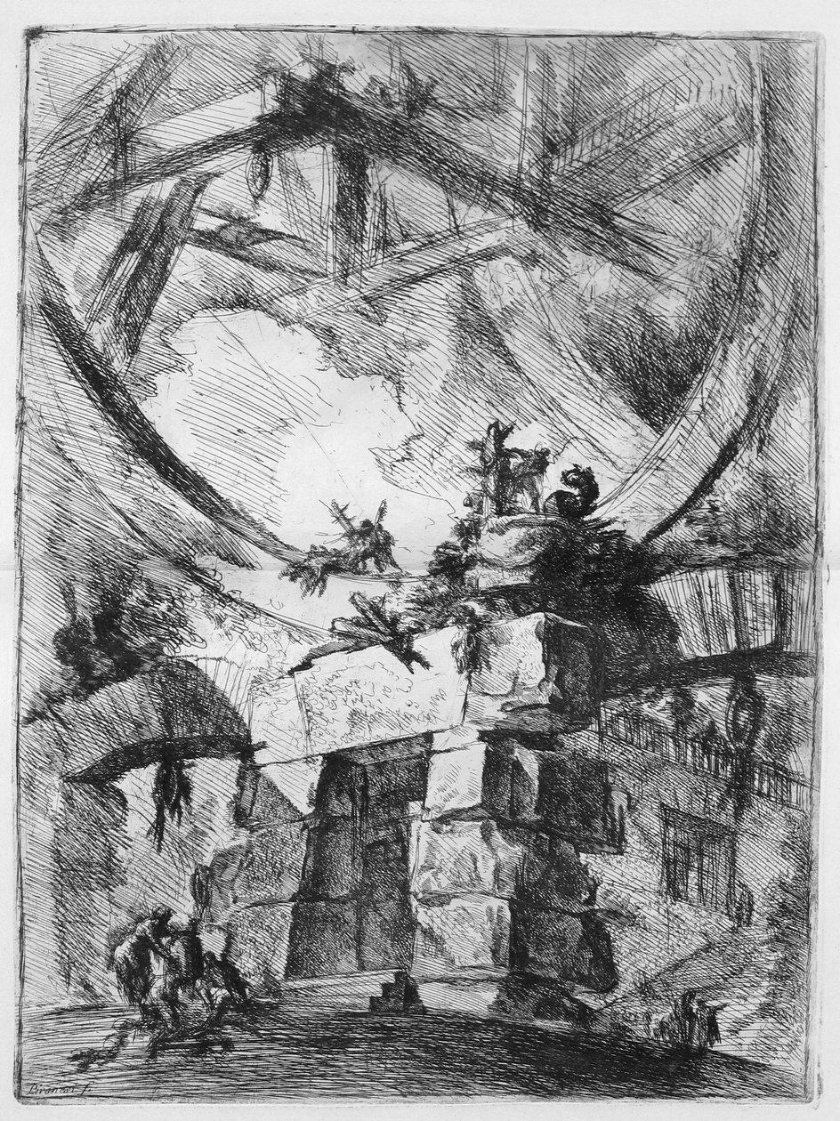 Keksintöjen vankilat, laatta IX: Jättiläispyörä tekijältä Giovanni Battista Piranesi