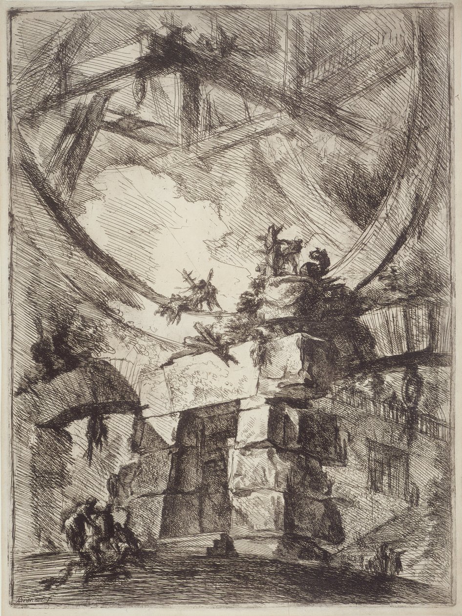 Keksintöjen vankilat, levy IX: Jättiläispyörä tekijältä Giovanni Battista Piranesi