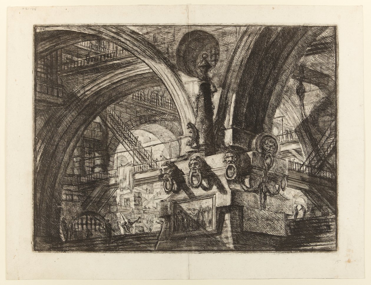 Keksintöjen vankilat, levy XV: Laituri, jossa on lamppu. tekijältä Giovanni Battista Piranesi