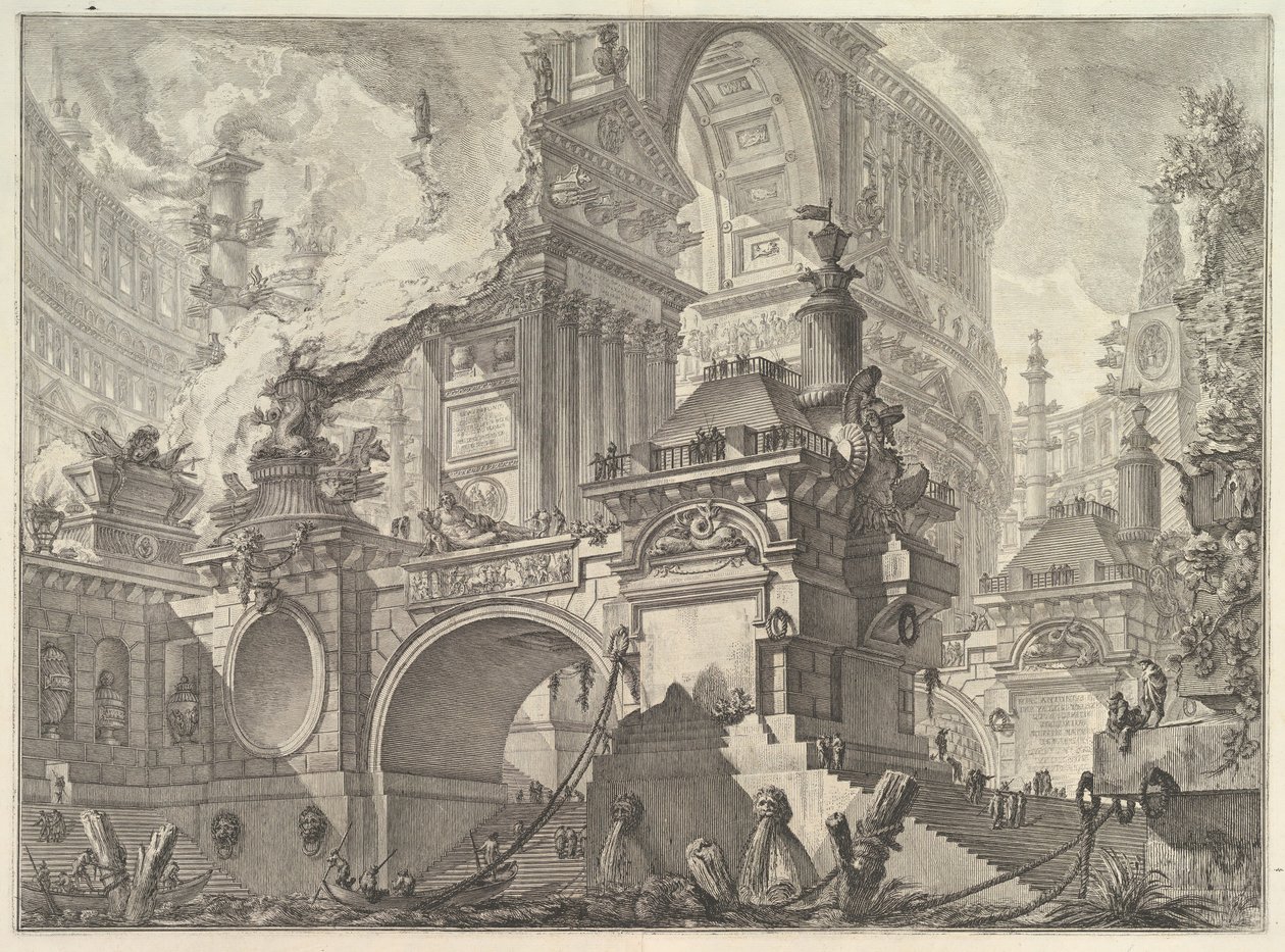 Osa suurta upeaa satamaa, johon muinaiset roomalaiset viittasivat ja jonka sisätilat on löydetty ..., n. 1749-50. tekijältä Giovanni Battista Piranesi