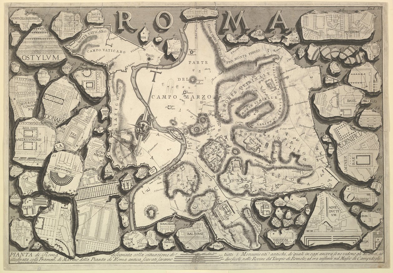 Rooman suunnitelma..., Le Antichità Romane Roman Antiquities, n. 1756. tekijältä Giovanni Battista Piranesi