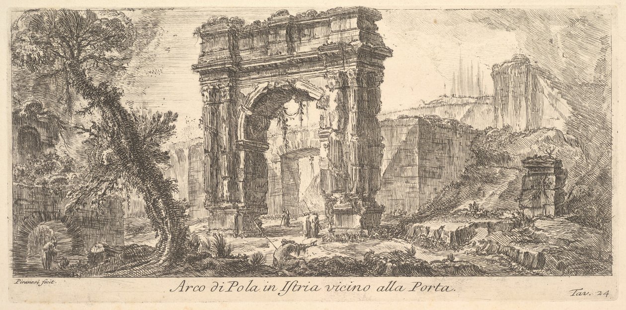 Levy 24: Polan kaari Istriassa lähellä porttia Arco di Pula Istriassa lähellä Por..., n. 1750. tekijältä Giovanni Battista Piranesi