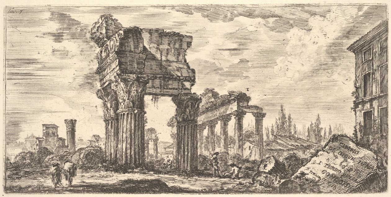 Levy 7: Jupiterin temppeli Tonans Jupiter the Thunderer. 1. Concordin temppeli. Lämpö..., n. 1748. tekijältä Giovanni Battista Piranesi