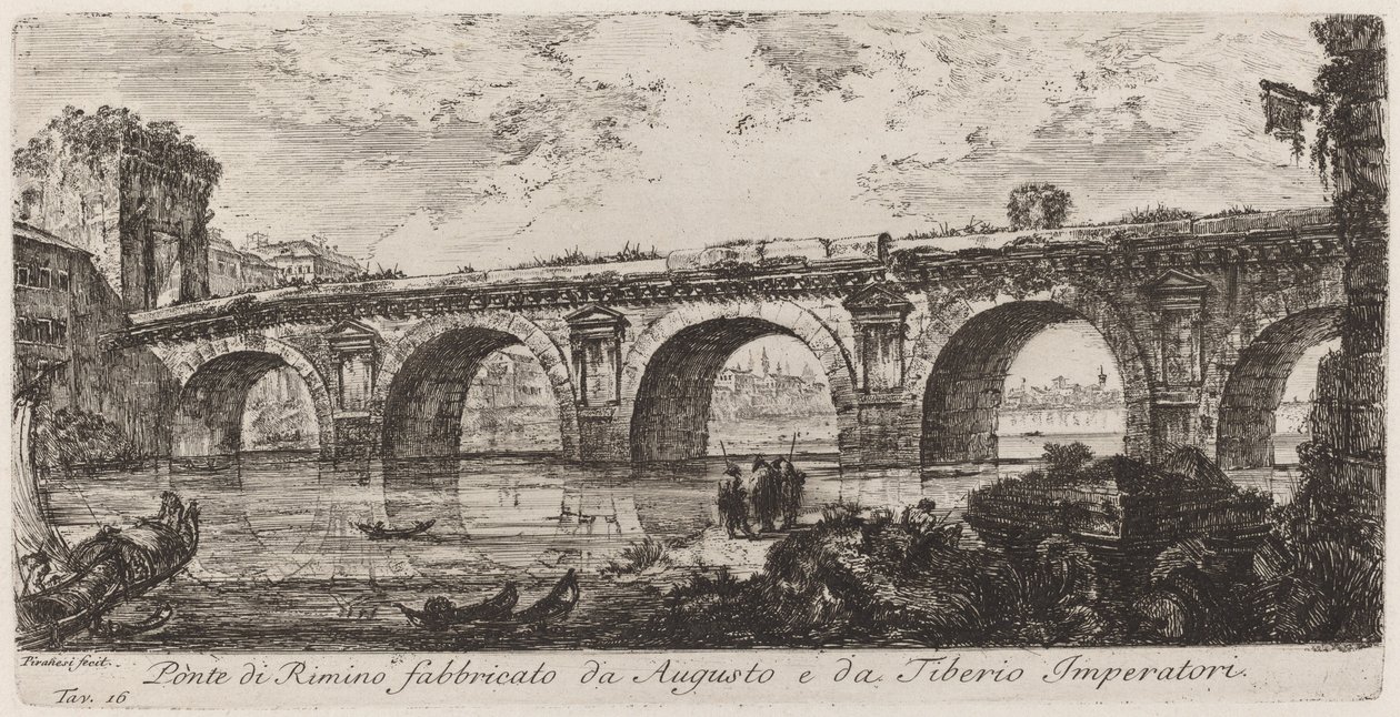 Augustuksen ja keisari Tiberiuksen rakentama Riminon silta tekijältä Giovanni Battista Piranesi