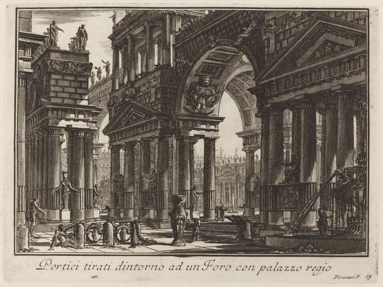 Foot Warm Porches vetäytyi Forumin ympärille, jossa on aluepalatsi tekijältä Giovanni Battista Piranesi