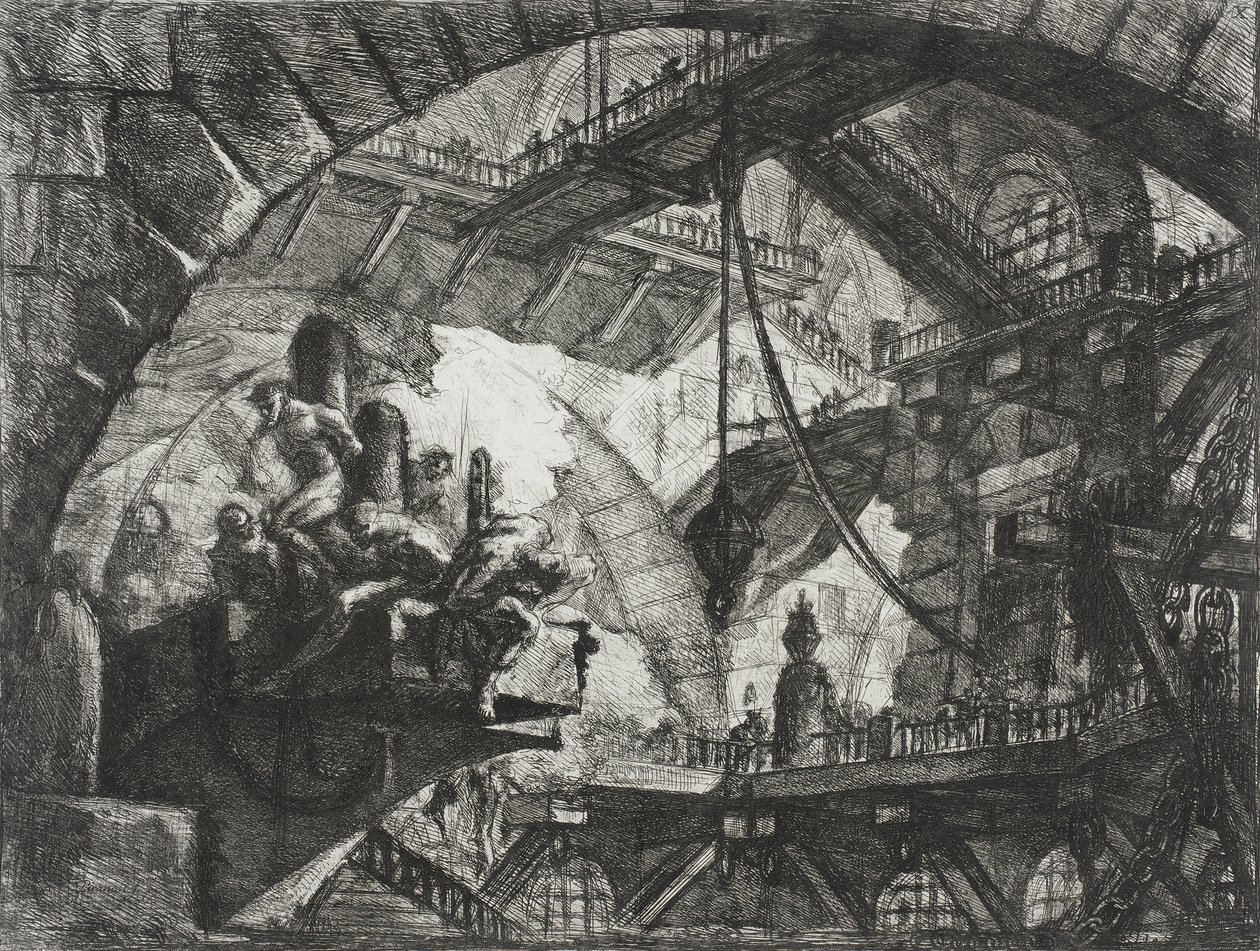 Vankeja ulkonevalla tasanteella tekijältä Giovanni Battista Piranesi
