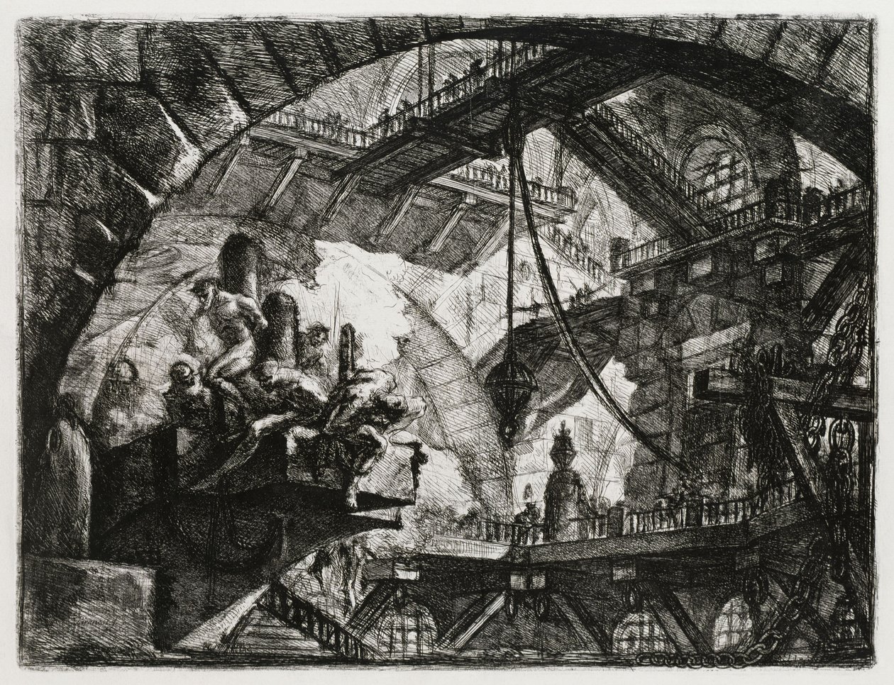 Vankeja ulkonevalla tasanteella tekijältä Giovanni Battista Piranesi