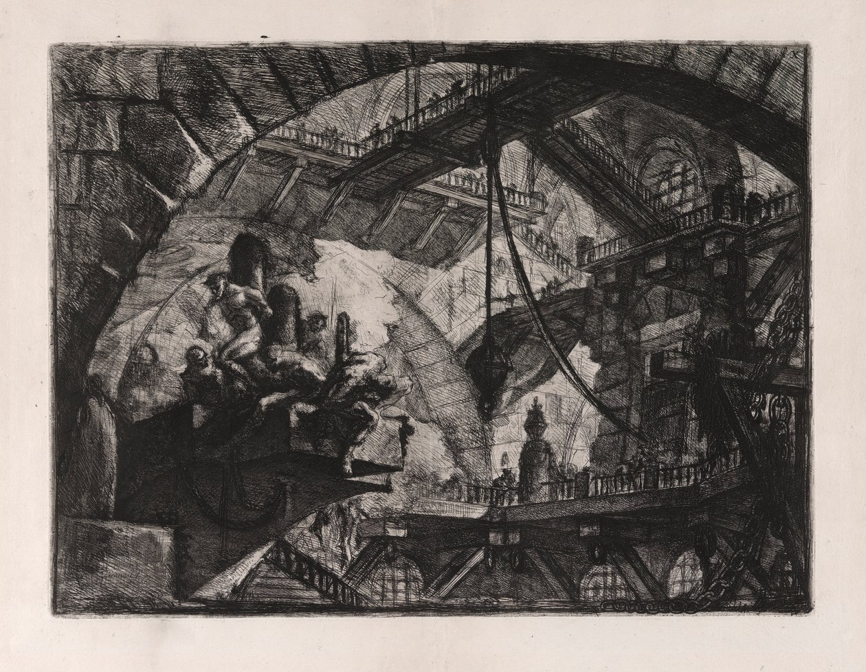 Vangit ulkonevalla alustalla, levy 10, Carceri d tekijältä Giovanni Battista Piranesi