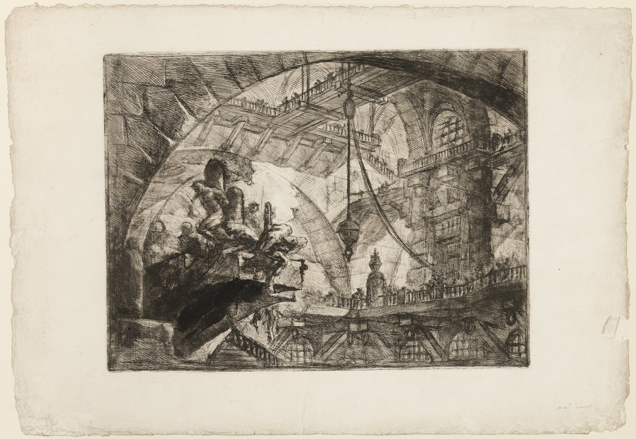 Vangit ulkonevalla alustalla, levy 10 Imaginary Prisonsista tekijältä Giovanni Battista Piranesi