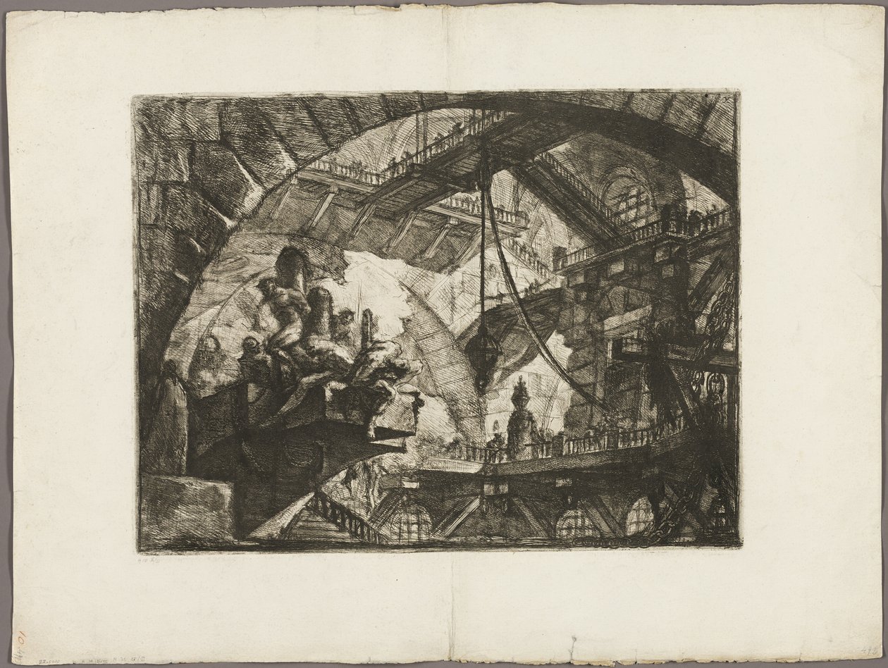 Vangit ulkonevalla alustalla, levy 10 Imaginary Prisonsista tekijältä Giovanni Battista Piranesi