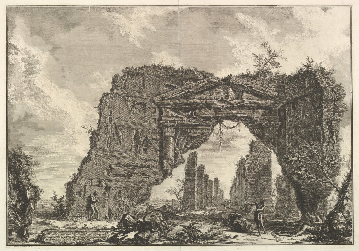 Katetun portikon tai kryptoportiukuksen jäänteet Domitianuksen huvilassa, viisi mailia..., n. 1766. tekijältä Giovanni Battista Piranesi