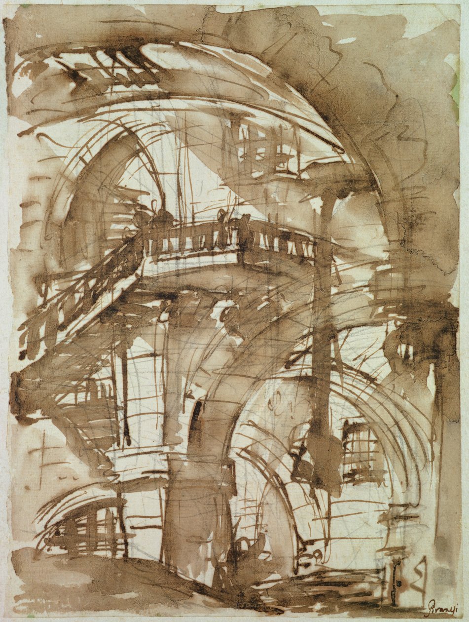 Rooman vankila, n. 1744-1745 (kynä ja pesu kynällä) tekijältä Giovanni Battista Piranesi