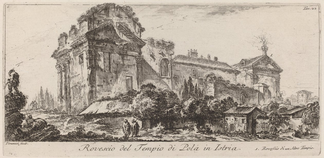 Pulan temppelin kääntöpuoli Istriassa tekijältä Giovanni Battista Piranesi