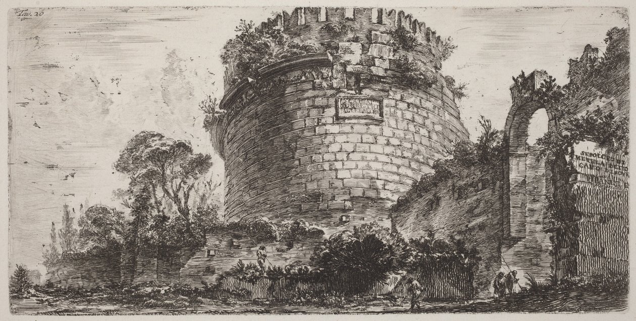 Metellan hautamuistomerkki, jota kutsutaan nimellä Capo di Bove tekijältä Giovanni Battista Piranesi