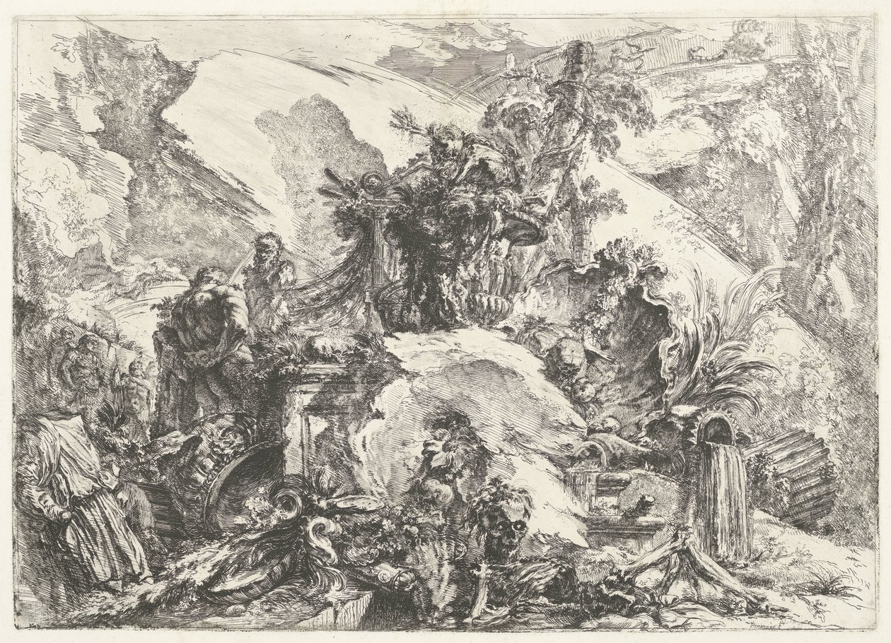 Luurankoja ja veistoksia Capricci decorativi (entinen sarjan nimi) Grotteschi (sarjan nimi) tekijältä Giovanni Battista Piranesi