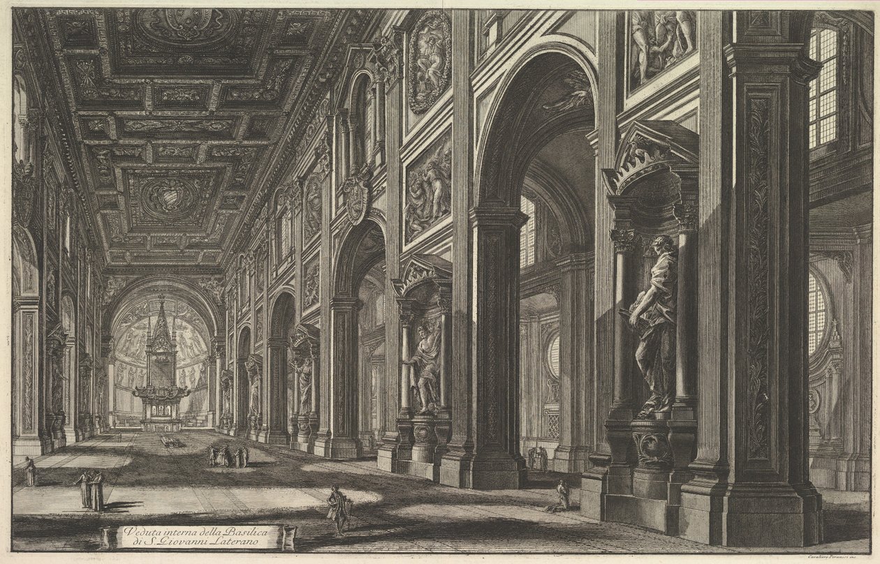 San Giovanni in Laterano, sisätila, teoksesta ”Vedute di Roma” (Näkymiä Roomasta) tekijältä Giovanni Battista Piranesi