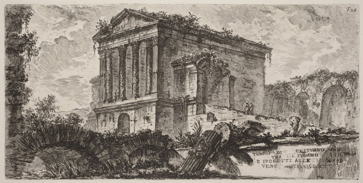 Clitumnon temppeli Folignon ja Spoleton välillä tekijältä Giovanni Battista Piranesi