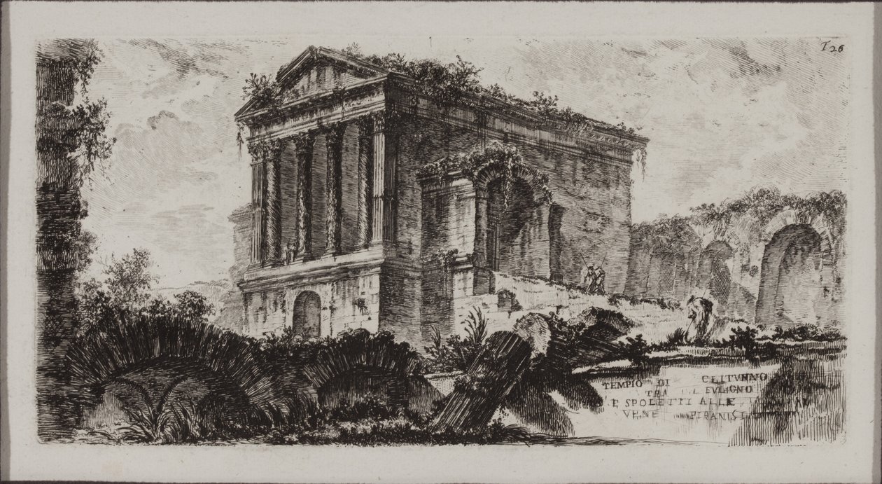 Clitumnuksen temppeli Fulginon ja Spoleton välillä tekijältä Giovanni Battista Piranesi