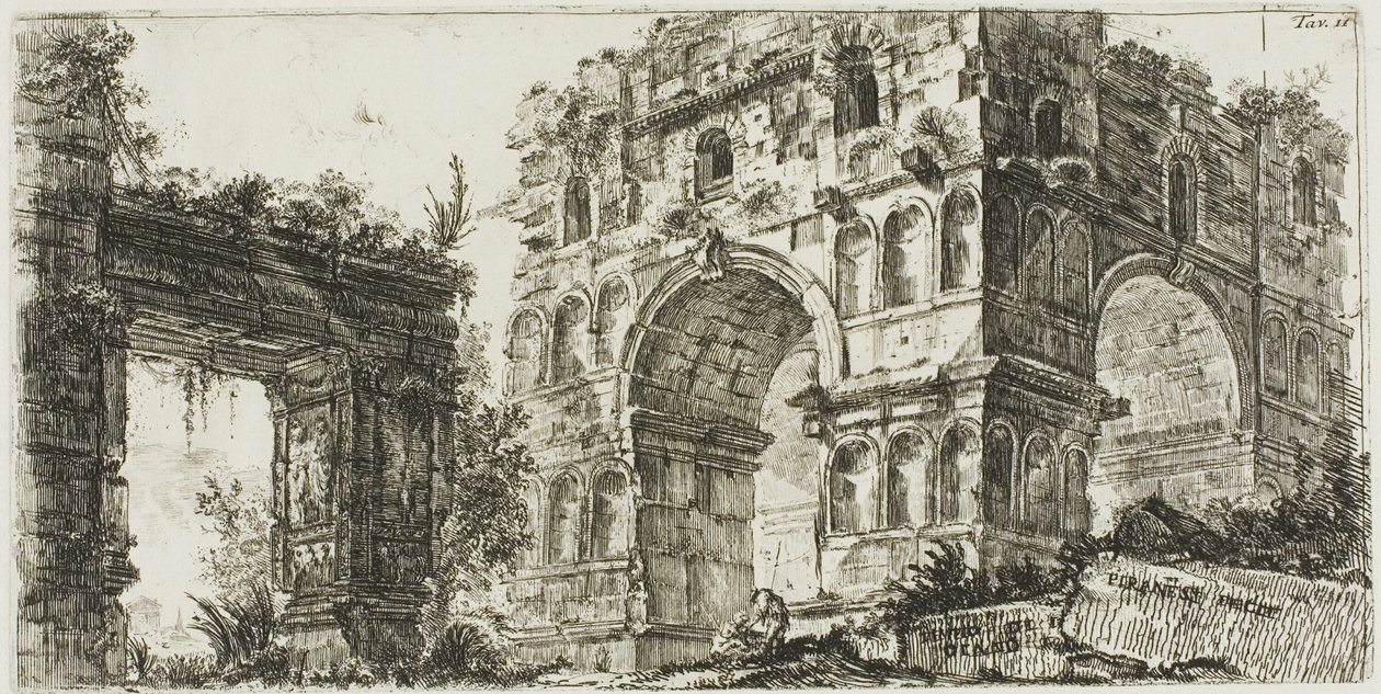 Januksen temppeli, levy 11 Riemukaarien näkymistä ja muista monumenteista tekijältä Giovanni Battista Piranesi