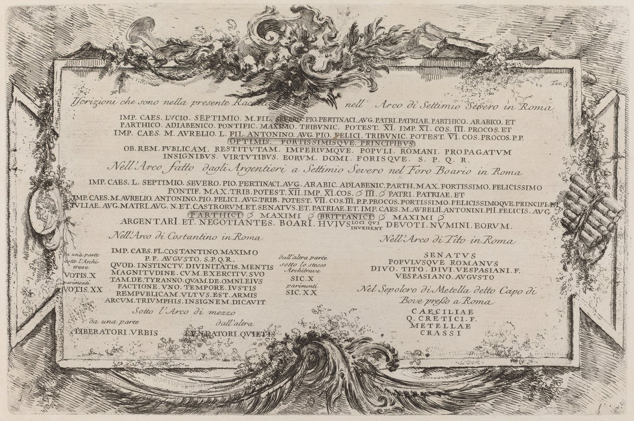 Tekstilevy tekijältä Giovanni Battista Piranesi